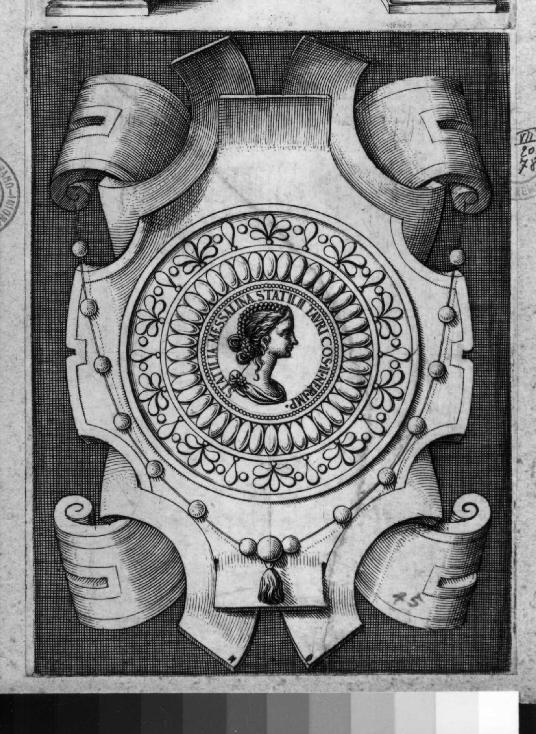 medaglia con ritratto di Statilia Messalina (stampa smarginata) di Vico Enea (sec. XVI)