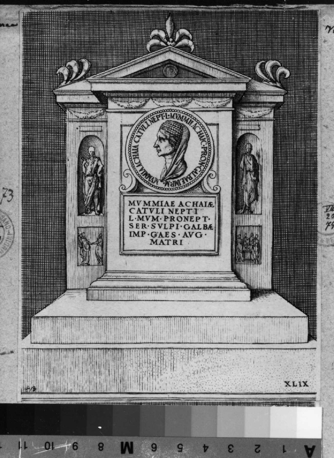 medaglia con ritratto di Mummia Acaia (stampa smarginata) di Vico Enea (sec. XVI)