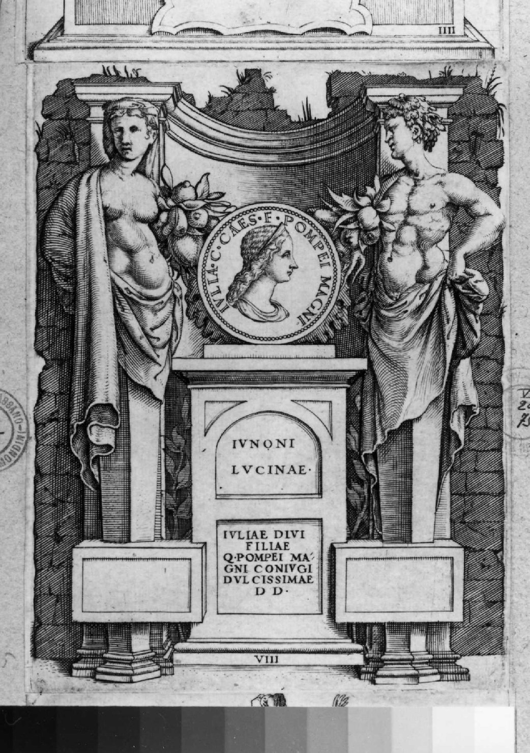 medaglia con ritratto di Giulia (stampa smarginata) di Vico Enea (sec. XVI)