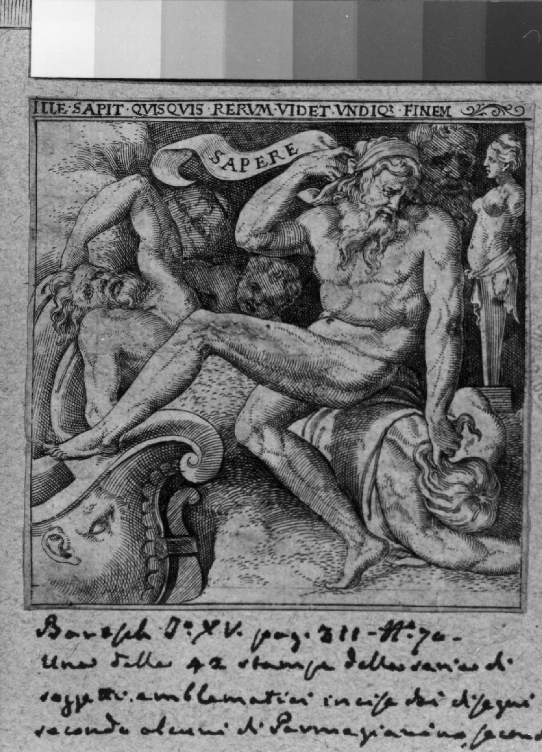 sapienza (stampa smarginata) di Vico Enea, Mazzola Francesco detto Parmigianino (attribuito) (sec. XVI)