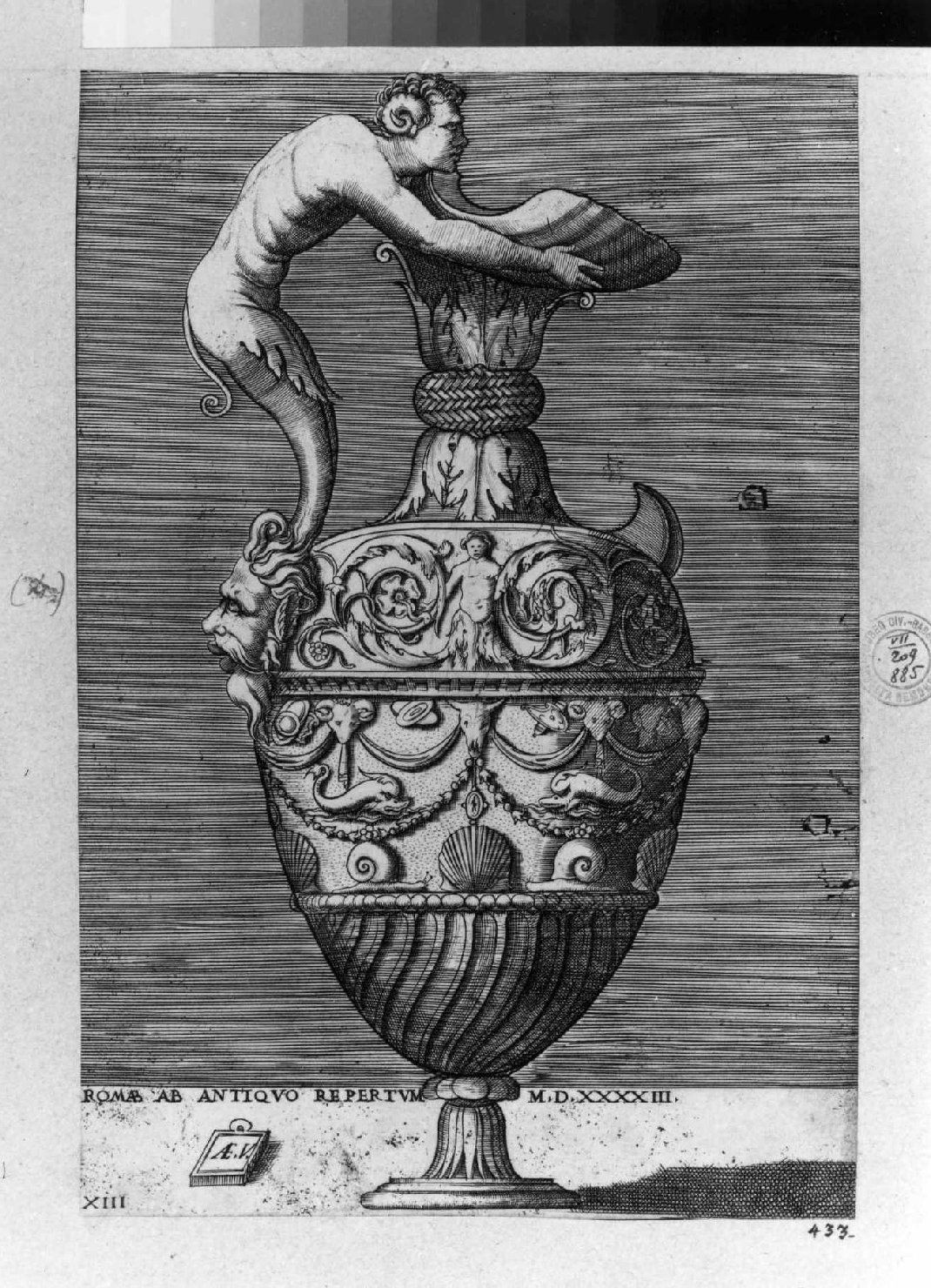 vaso (stampa smarginata, serie) di Polidoro da Caravaggio (attribuito), Vico Enea (sec. XVI)