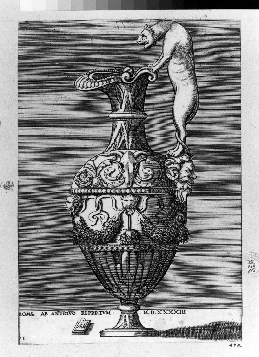vaso (stampa smarginata, serie) di Polidoro da Caravaggio (attribuito), Vico Enea (sec. XVI)