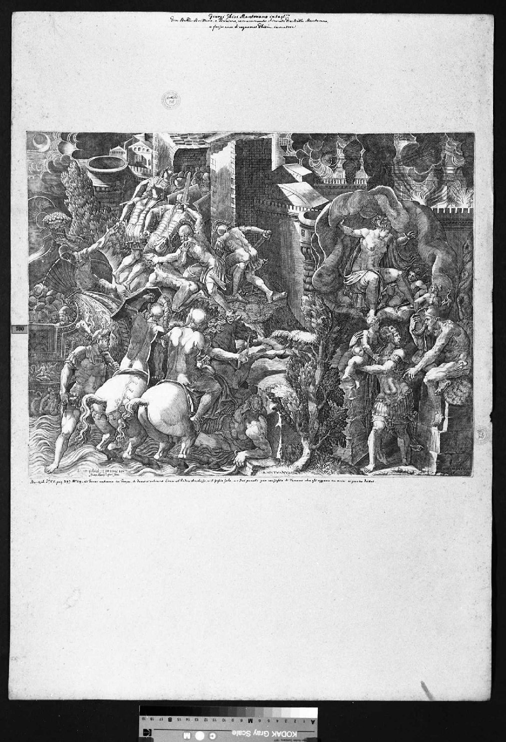 caduta di Troia (stampa smarginata) di Ghisi Giorgio, Bertani Giovanni Battista (sec. XVI)