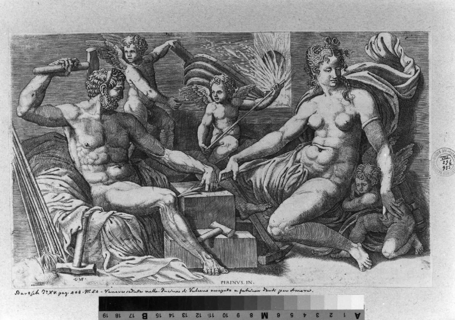Venere nella fucina di Vulcano (stampa smarginata) di Perin del Vaga, Ghisi Giorgio (sec. XVI)