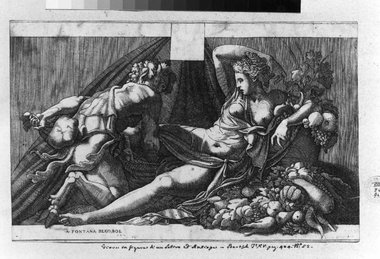 Giove, in sembianze di satiro, si avvicina ad Antiope dormiente (stampa smarginata) di Primaticcio Francesco, Ghisi Giorgio (attribuito) (sec. XVI)