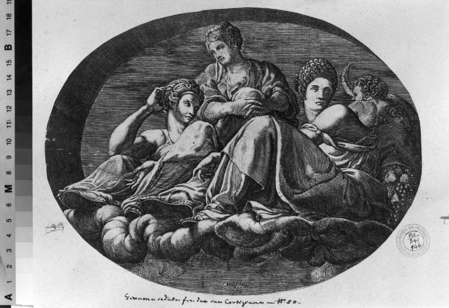 Giunone e divinità (stampa tagliata, serie) di Primaticcio Francesco, Ghisi Giorgio (sec. XVI)