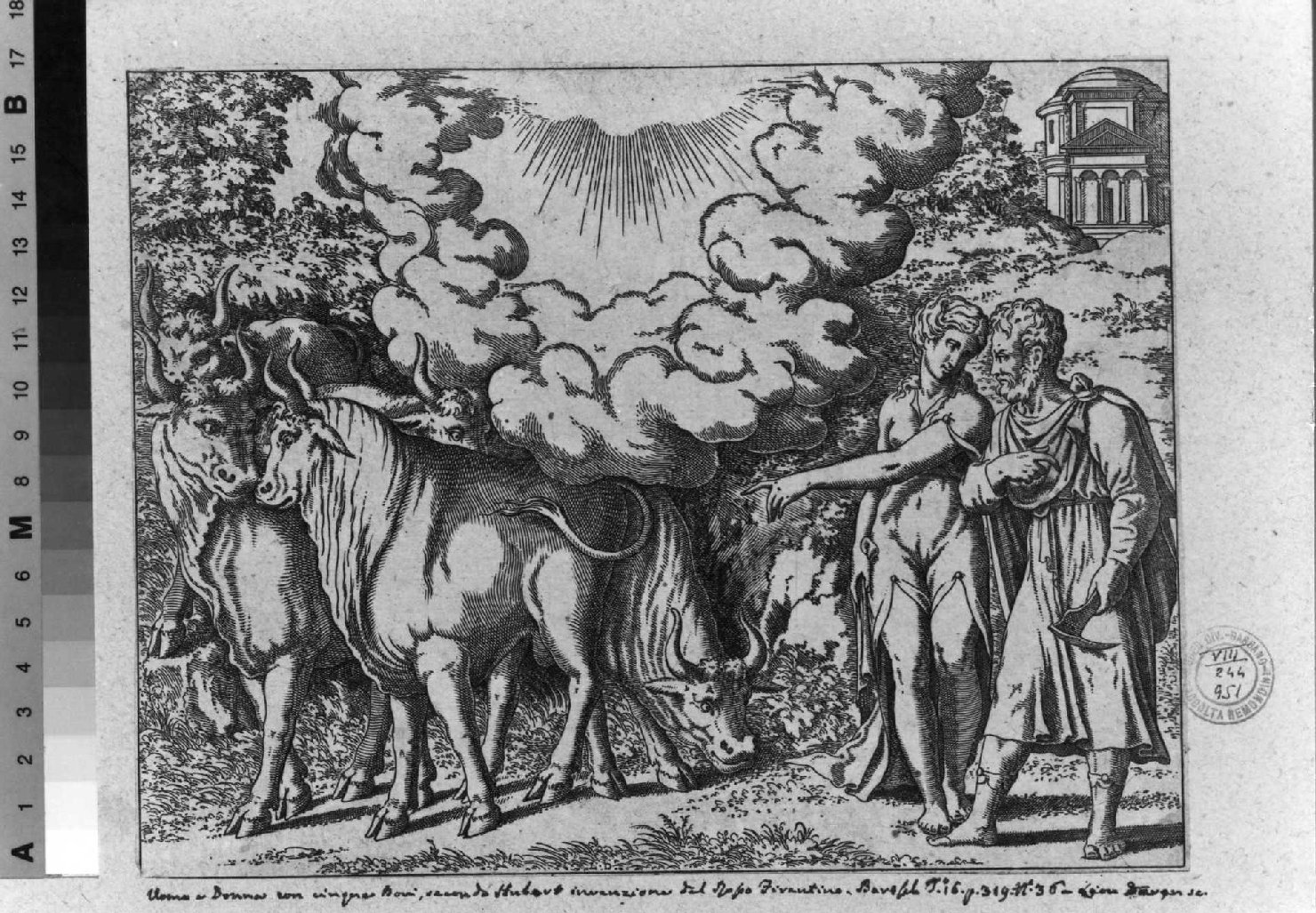 scena mitologica (stampa smarginata) di Davent Léon (sec. XVI)