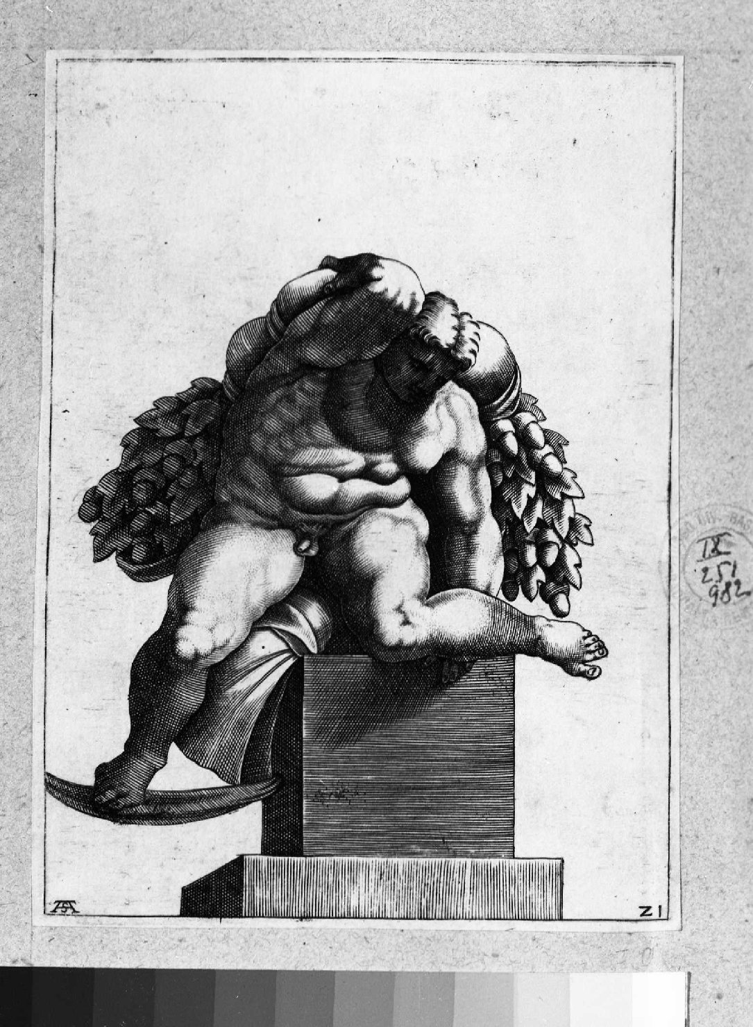 figura maschile nuda (stampa smarginata) di Scultori Adamo, Buonarroti Michelangelo (sec. XVI)