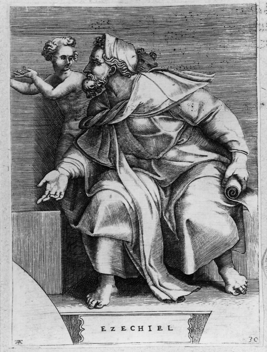 Ezechiele (stampa smarginata) di Scultori Adamo, Buonarroti Michelangelo (sec. XVI)