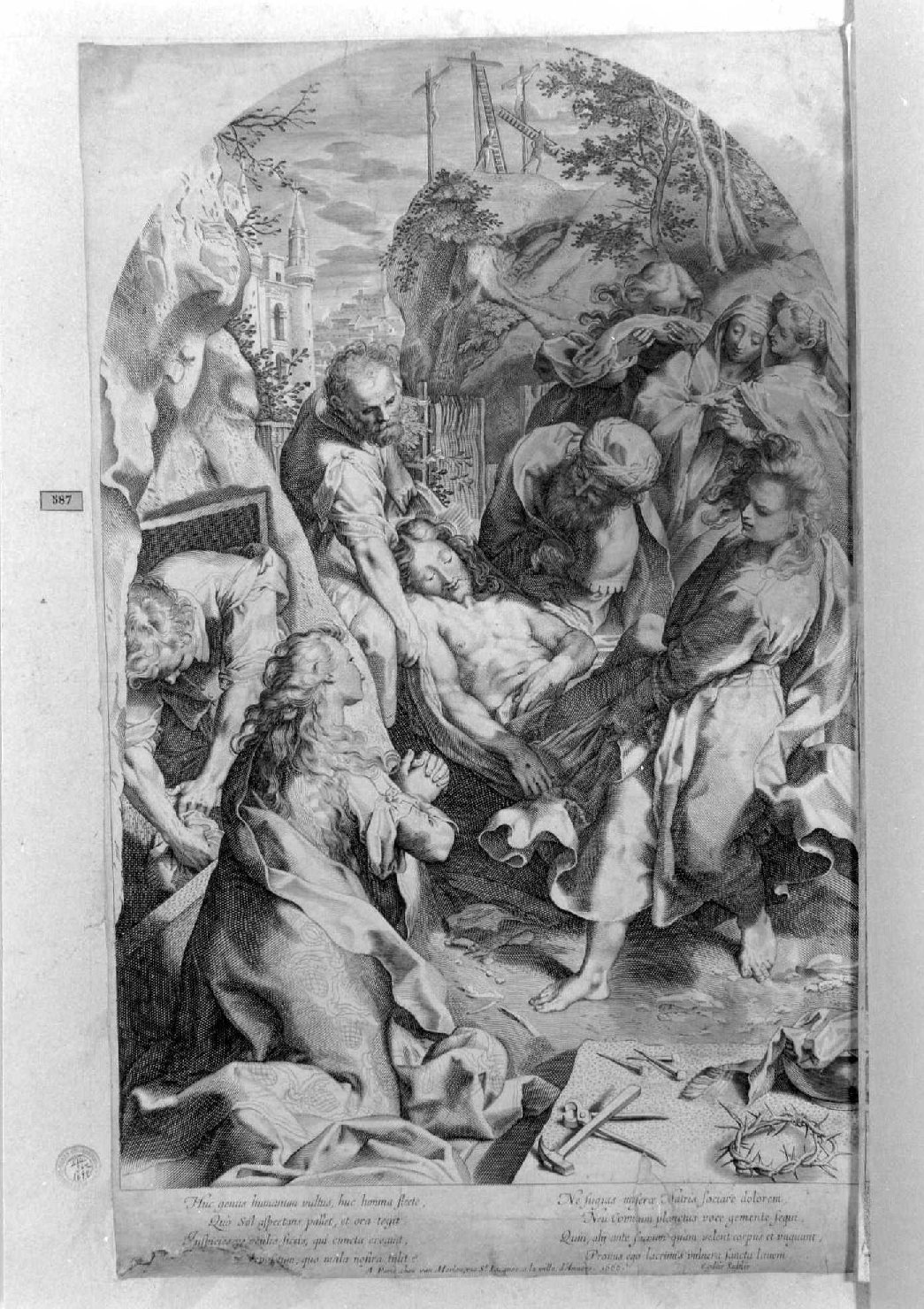 deposizione di Cristo nel sepolcro (stampa smarginata) di Barocci Federico, Sadeler Egidius II (sec. XVII)