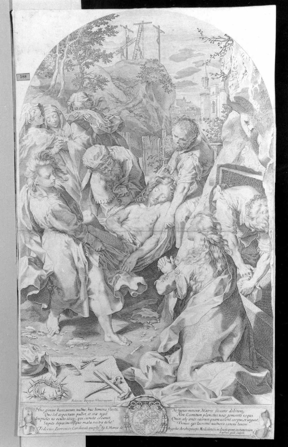 deposizione di Cristo nel sepolcro (stampa smarginata) di Barocci Federico, Guidi Raffaello (sec. XVI)
