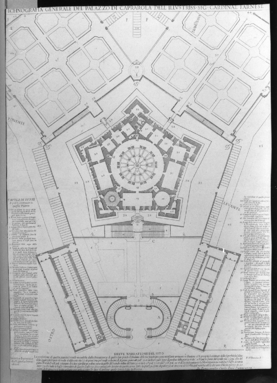 palazzo Caprarola a Roma (stampa smarginata, serie) di Barozzi Jacopo, Villamena Francesco (sec. XVIII)