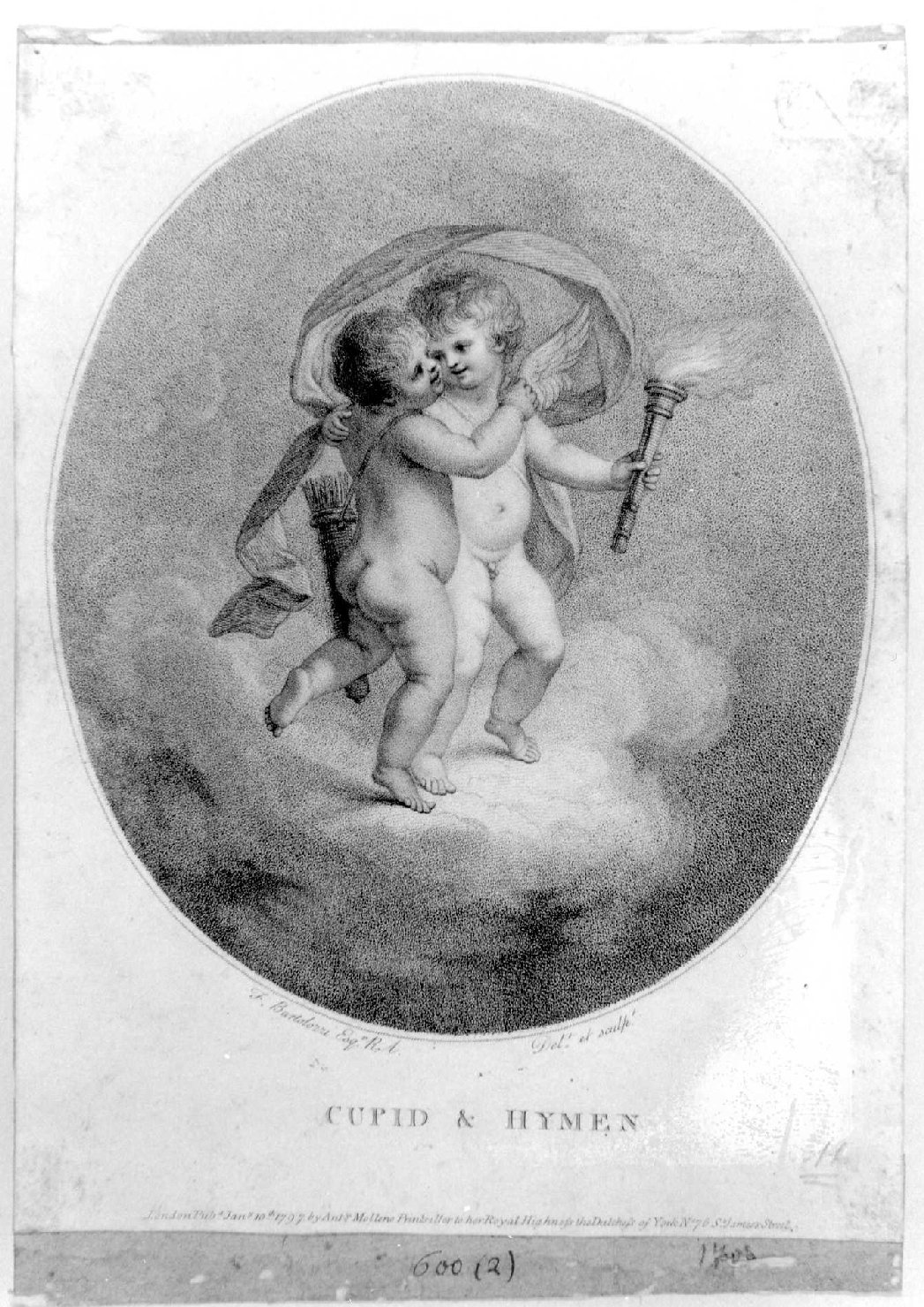 Cupido e Imeneo (stampa smarginata, serie) di Bartolozzi Francesco (sec. XVIII)
