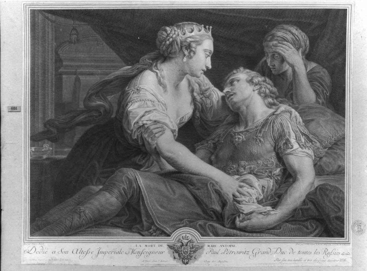 morte di Marco Antonio (stampa smarginata) di Wille Johann Georg, Batoni Pompeo Girolamo (sec. XVIII)