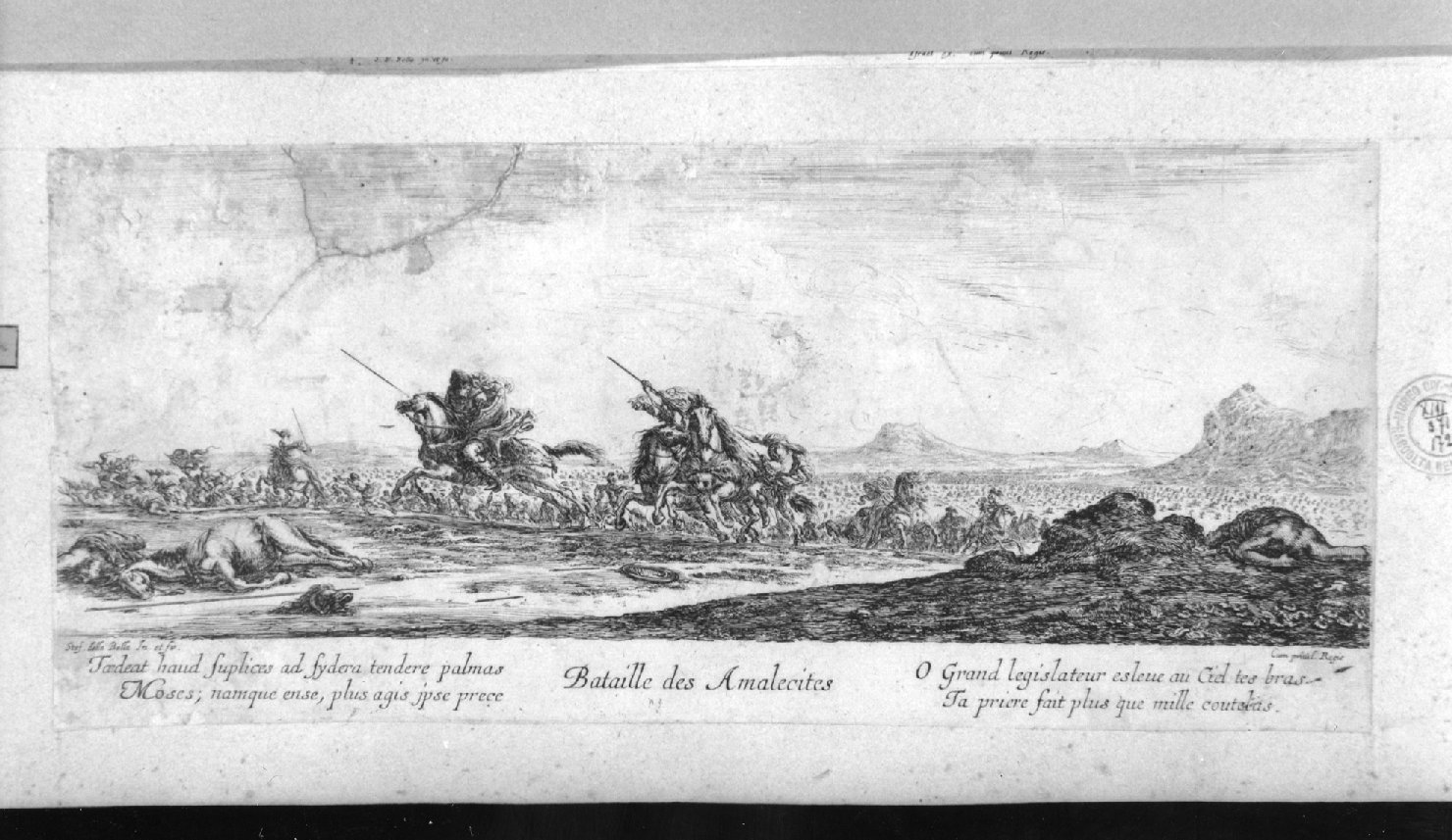 battaglia tra Israeliti e Amaleciti (stampa smarginata) di Della Bella Stefano (metà sec. XVII)