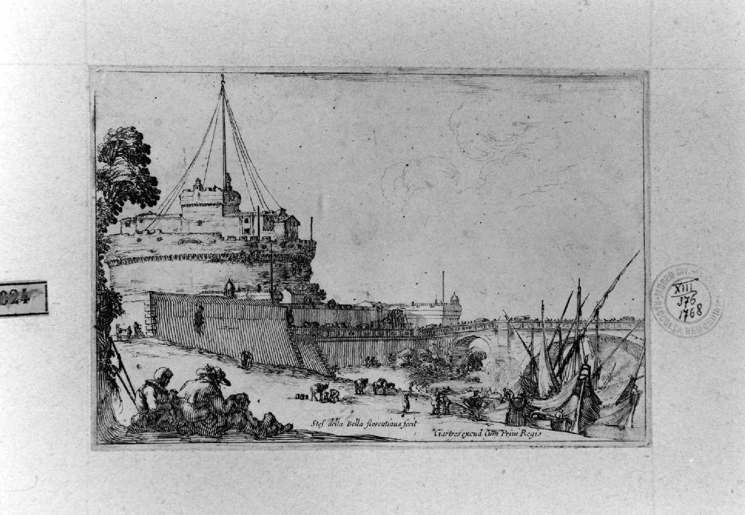 veduta di Castel Sant'Angelo a Roma (stampa) di Della Bella Stefano (sec. XVII)