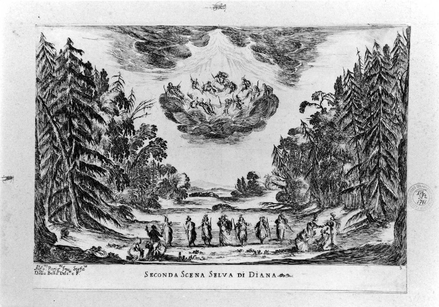 scena di spettacolo (stampa, serie) di Della Bella Stefano, Parigi Alfonso II (sec. XVII)