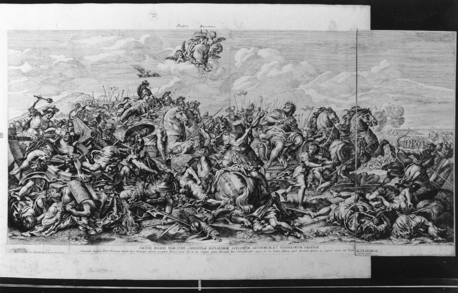 battaglia di Isso (stampa smarginata) di Pietro da Cortona, Dell'Aquila Pietro (sec. XVII)