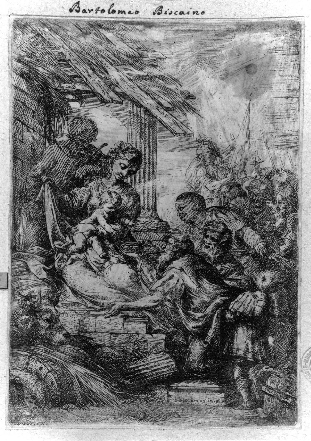 adorazione dei Re Magi (stampa) di Biscaino Bartolomeo (sec. XVIII)