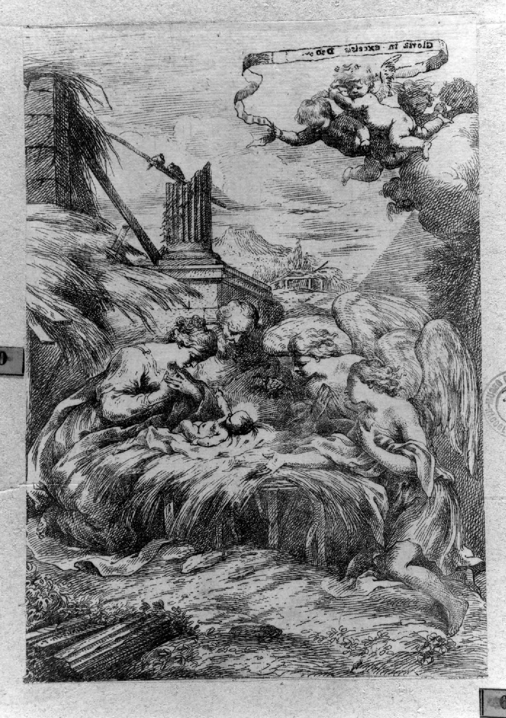 natività di Gesù (stampa smarginata) di Biscaino Bartolomeo (sec. XVIII)