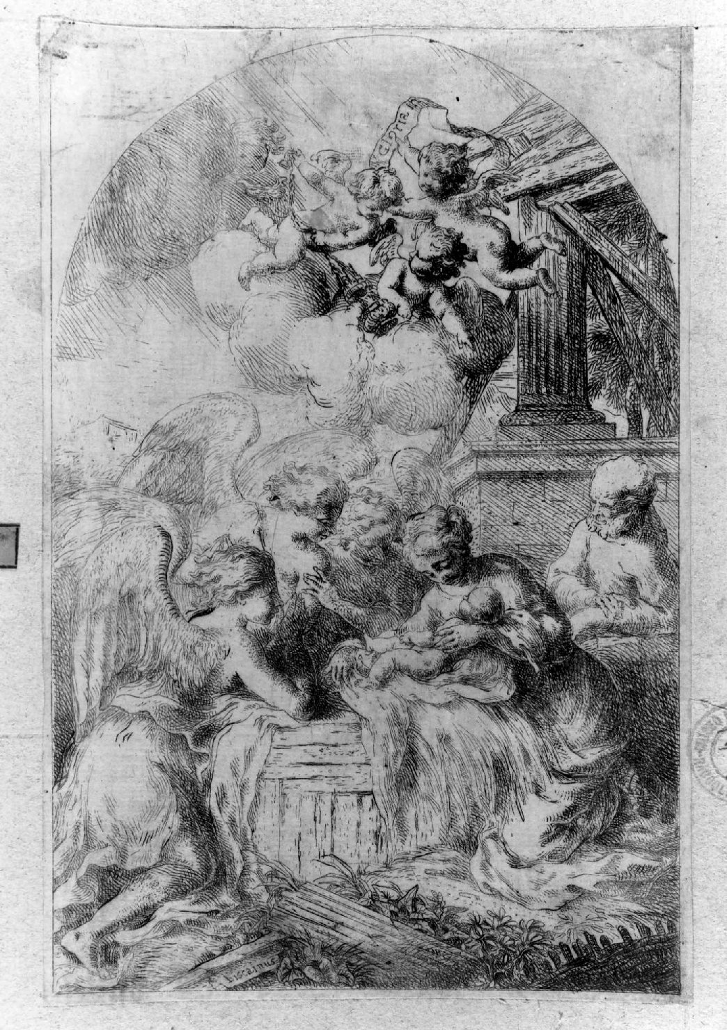 natività di Gesù (stampa smarginata) di Biscaino Bartolomeo (sec. XVIII)