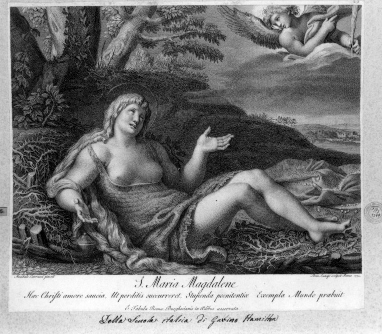 Santa Maria Maddalena (stampa smarginata, serie) di Carracci Annibale, Cunego Domenico (sec. XVIII)