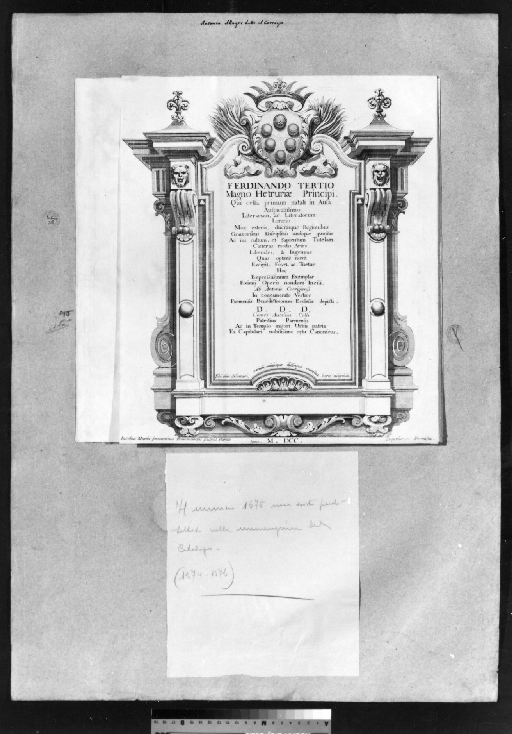 cartone di supporto - ambito italiano (secc. XVIII/ XIX)