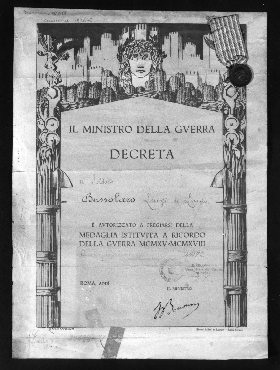 diploma, insieme di Cambellotti Duilio (sec. XX)