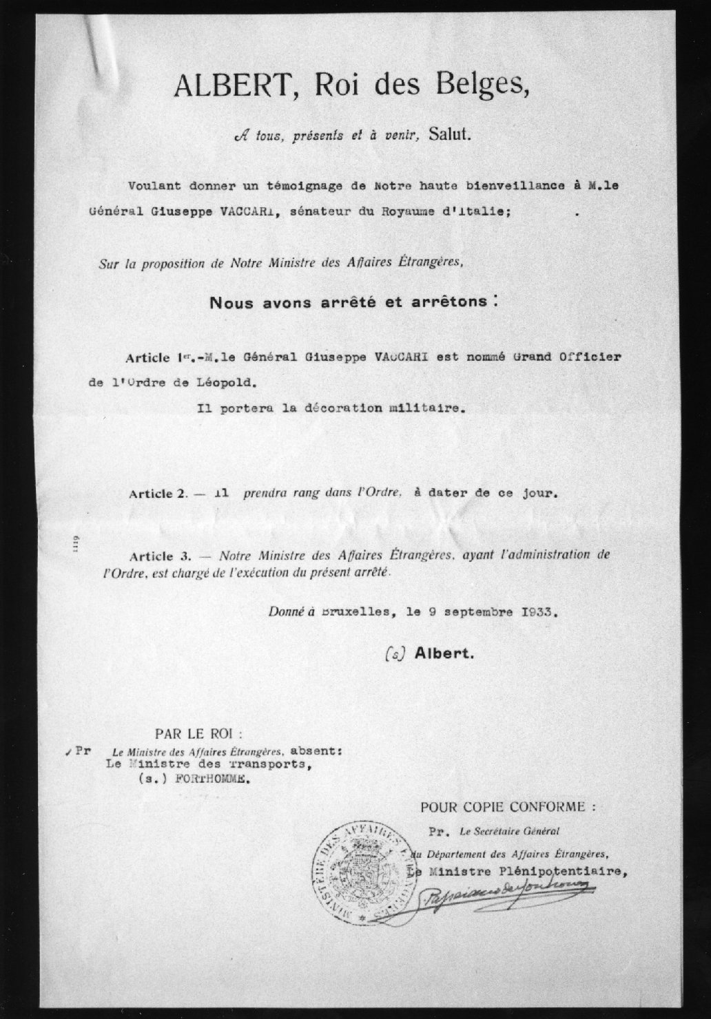 diploma - ambito belga (sec. XX)