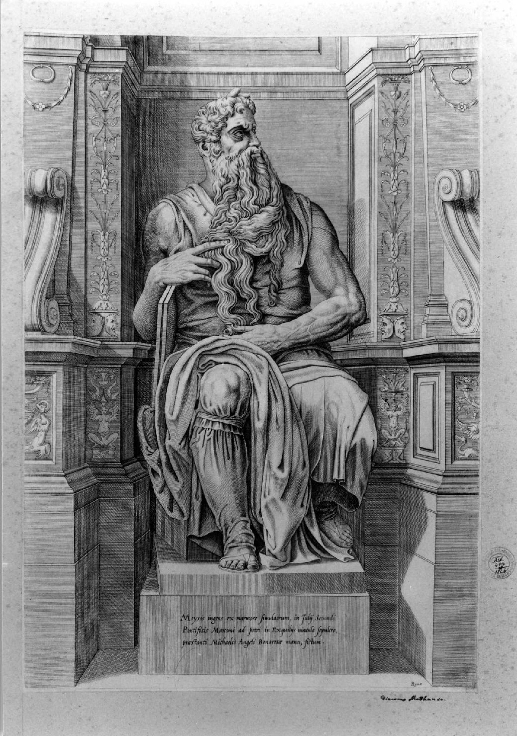 Mosè (stampa smarginata) di Buonarroti Michelangelo - ambito romano (sec. XVI)