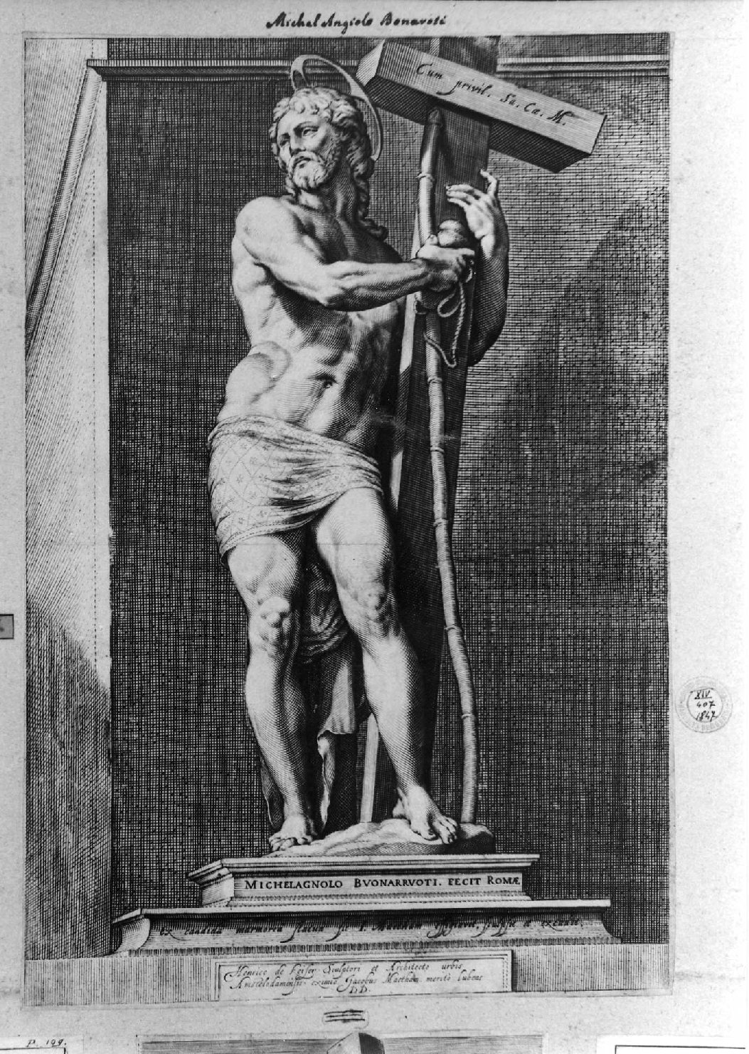 Cristo portacroce (stampa smarginata) di Buonarroti Michelangelo, Matham Jacob (sec. XVI)