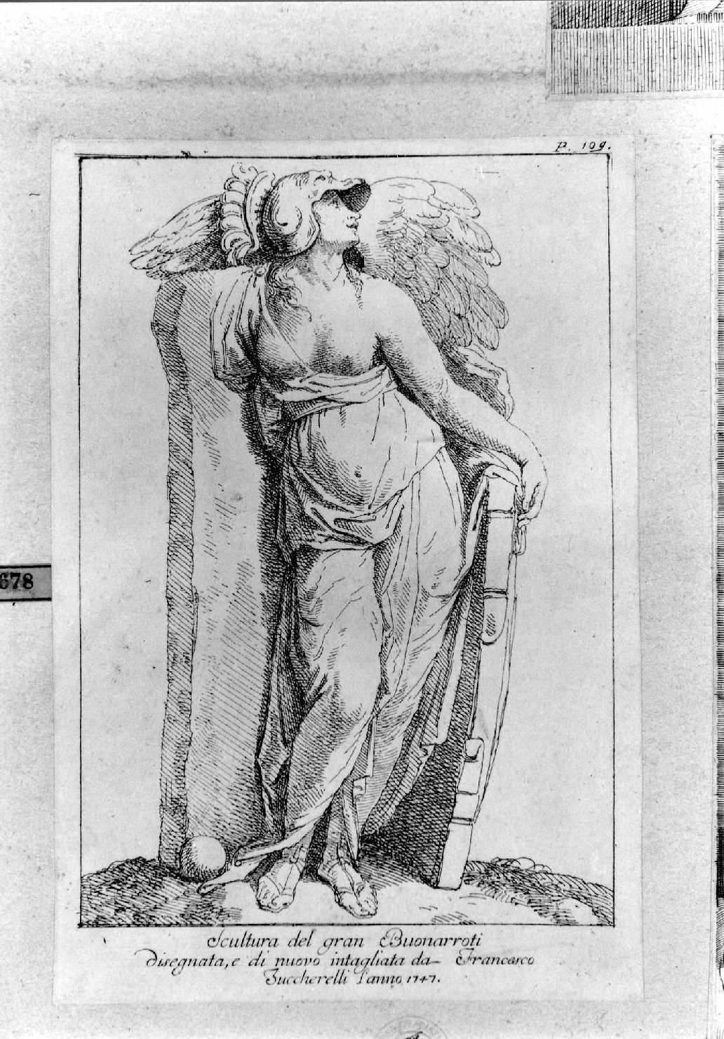 Vittoria (stampa smarginata) di Zuccarelli Francesco, Buonarroti Michelangelo (sec. XVIII)