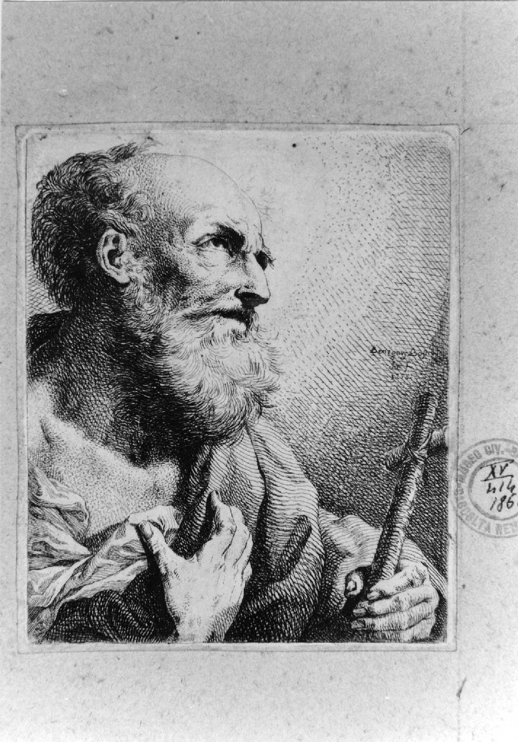 San Girolamo in preghiera (stampa, serie) di Bossi Benigno (sec. XVIII)