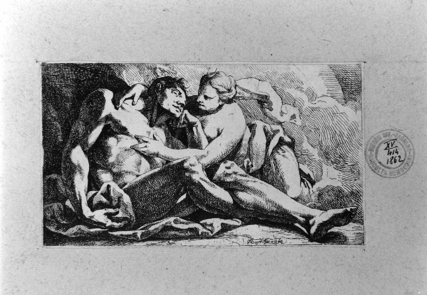 Diana ed Endimione (stampa smarginata) di Bossi Benigno (prima metà sec. XVIII)