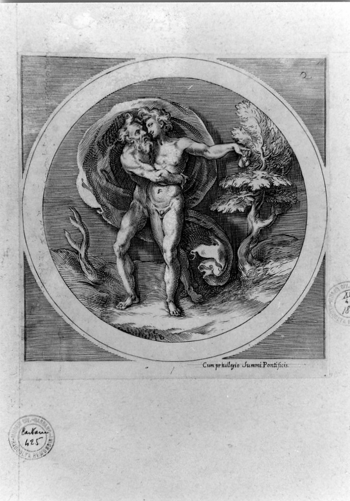 Ganimede e Giove (stampa smarginata, serie) di Alberti Cherubino, Polidoro da Caravaggio (sec. XVI)