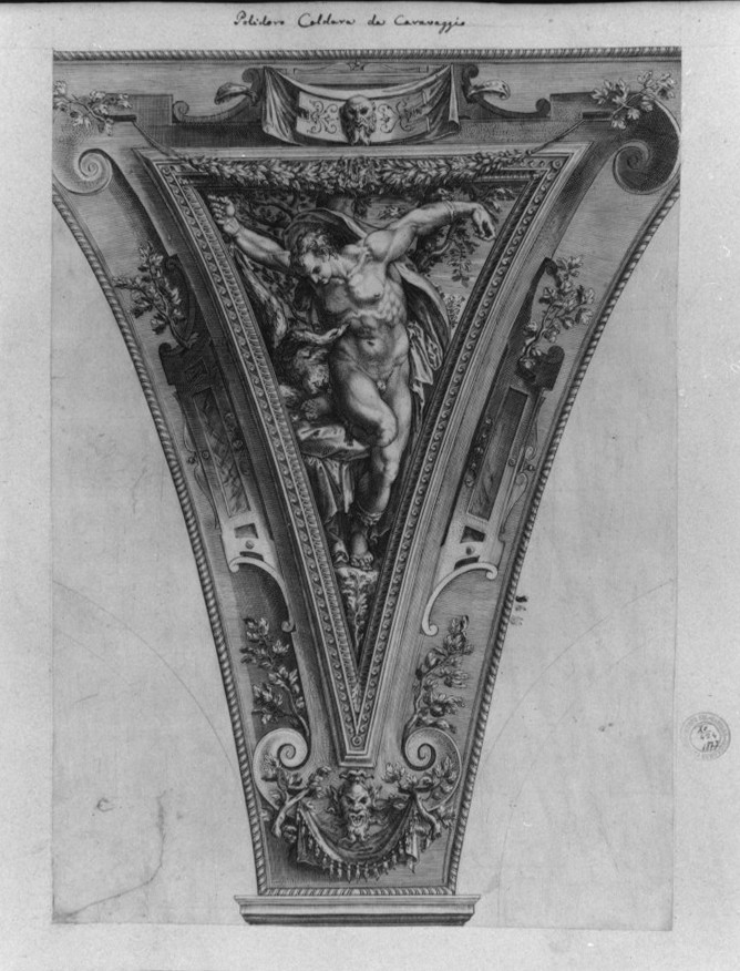 Prometeo incatenato (stampa smarginata) di Polidoro da Caravaggio, Alberti Cherubino (sec. XVI)