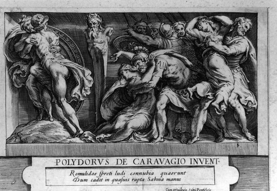 ratto delle Sabine (stampa smarginata, serie) di Alberti Cherubino, Polidoro da Caravaggio (sec. XVII)