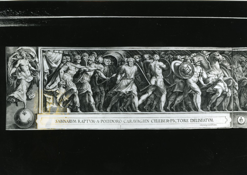 ratto delle Sabine (stampa smarginata, stampa composita) di Alberti Cherubino, Polidoro da Caravaggio (sec. XVII)