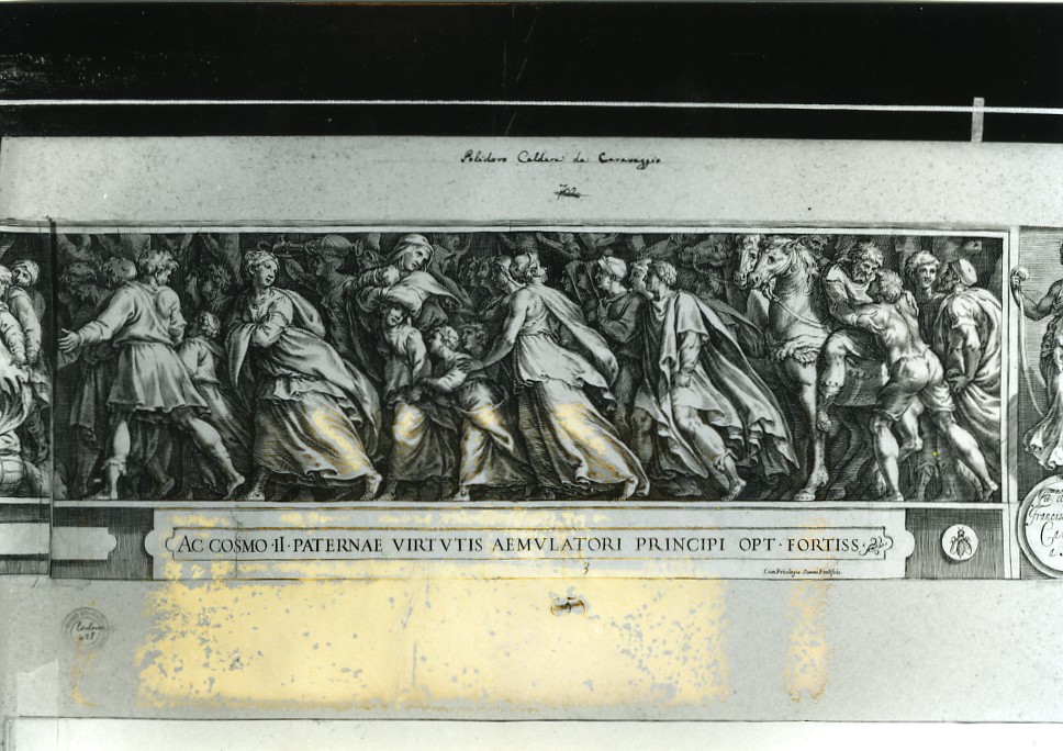 donne e uomini sabini (stampa smarginata, stampa composita) di Alberti Cherubino, Polidoro da Caravaggio (sec. XVII)