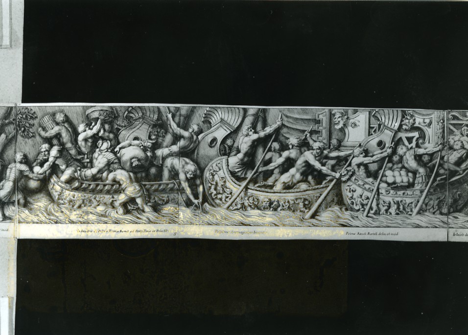 esodo degli ebrei dall'Egitto (stampa smarginata, stampa composita) di Bartoli Pietro Sante, Polidoro da Caravaggio (seconda metà sec. XVII)