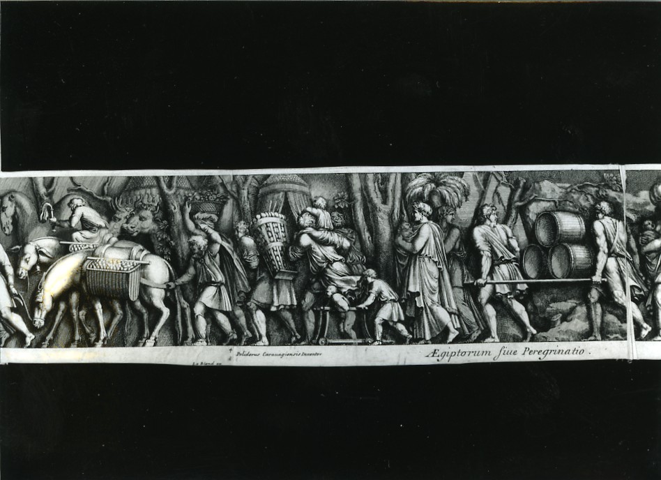 esodo degli ebrei dall'Egitto (stampa smarginata, stampa composita) di Polidoro da Caravaggio (sec. XVIII)