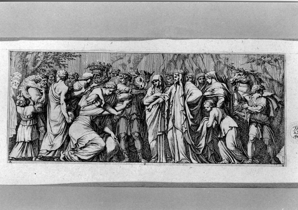 adorazione di Niobe (stampa smarginata, stampa composita) di Polidoro da Caravaggio, Galestruzzi Giovan Battista (sec. XVIII)