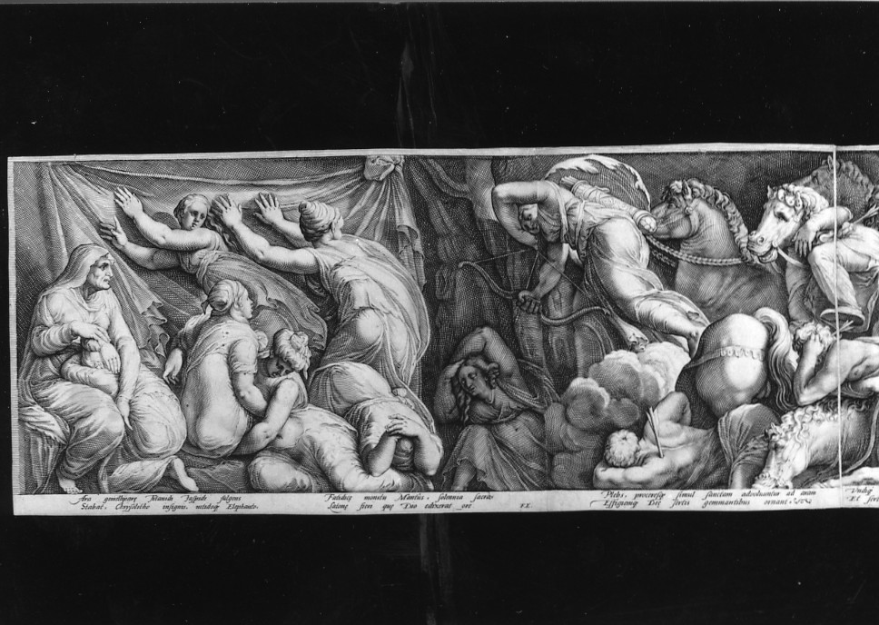 storie di Niobe (stampa smarginata, stampa composita) di Polidoro da Caravaggio, Goltzius Hendrick, Saenredam Jan Pietersz (sec. XVI)