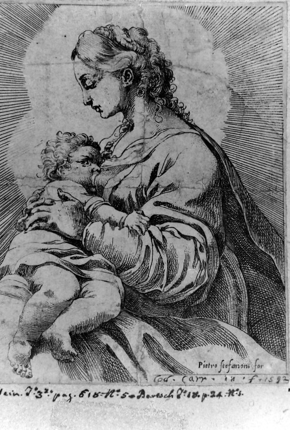 Madonna del Latte (stampa smarginata) di Carracci Ludovico (sec. XVI)