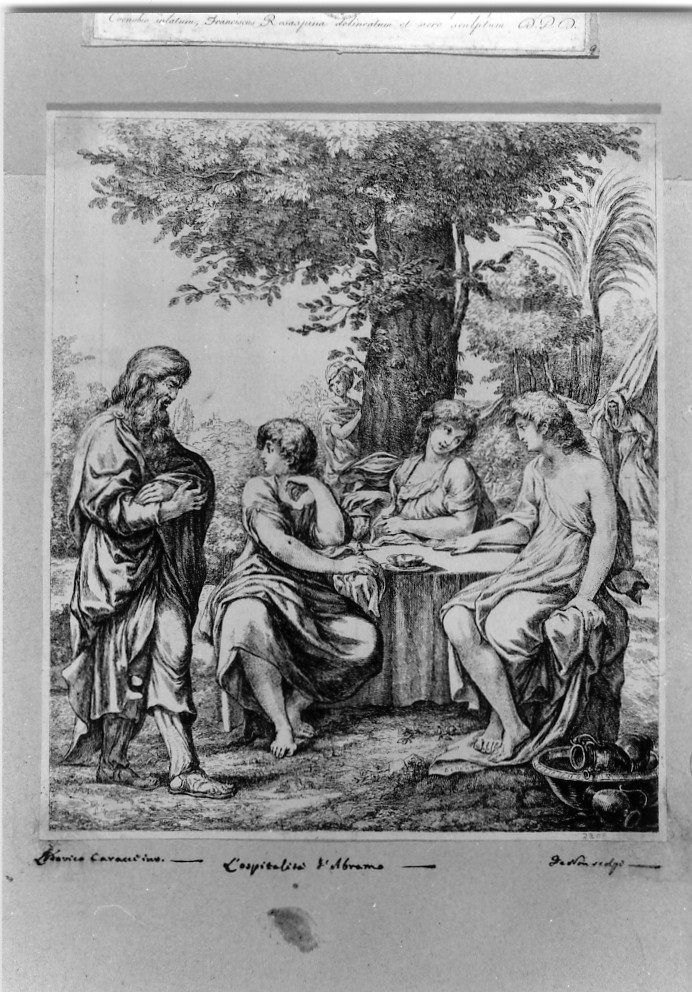 Abramo e i tre angeli (stampa smarginata) di Carracci Ludovico, Denon Dominique Vivant (sec. XIX)