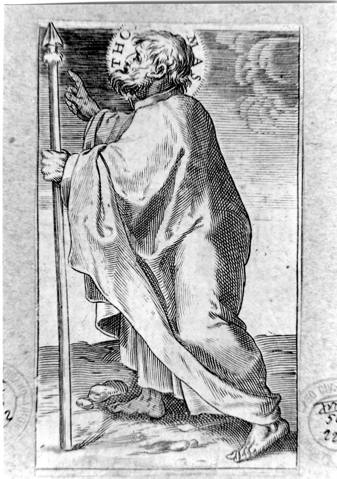 San Tommaso apostolo (stampa smarginata, serie) di Carracci Agostino (sec. XVI)