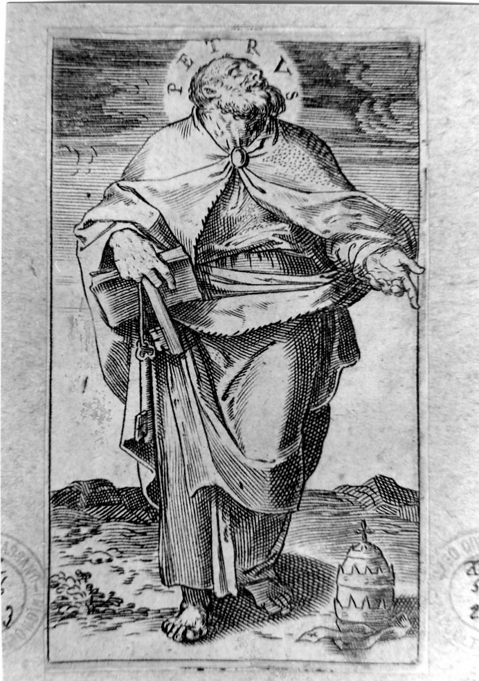 San Pietro Apostolo (stampa smarginata, serie) di Carracci Agostino (sec. XVI)
