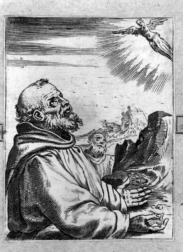San Francesco d'Assisi riceve le stimmate (stampa smarginata) di Carracci Agostino (sec. XVI)
