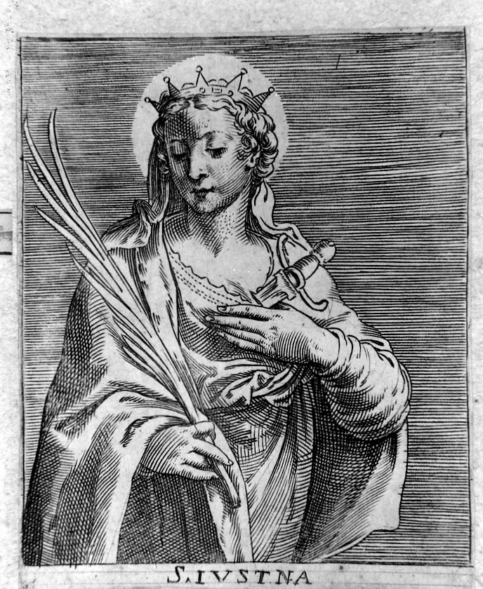 Santa Giustina di Padova (stampa smarginata, serie) di Carracci Agostino (sec. XVI)