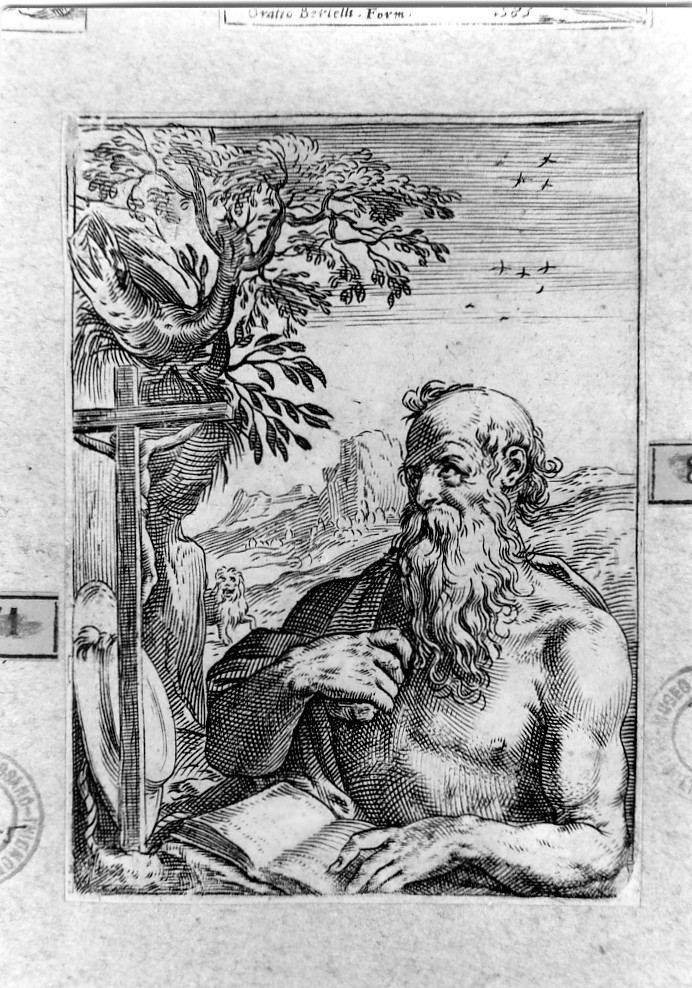 San Girolamo penitente (stampa smarginata) di Carracci Agostino (sec. XVI)